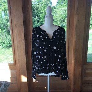 Zara black & white Star button down shirt size M